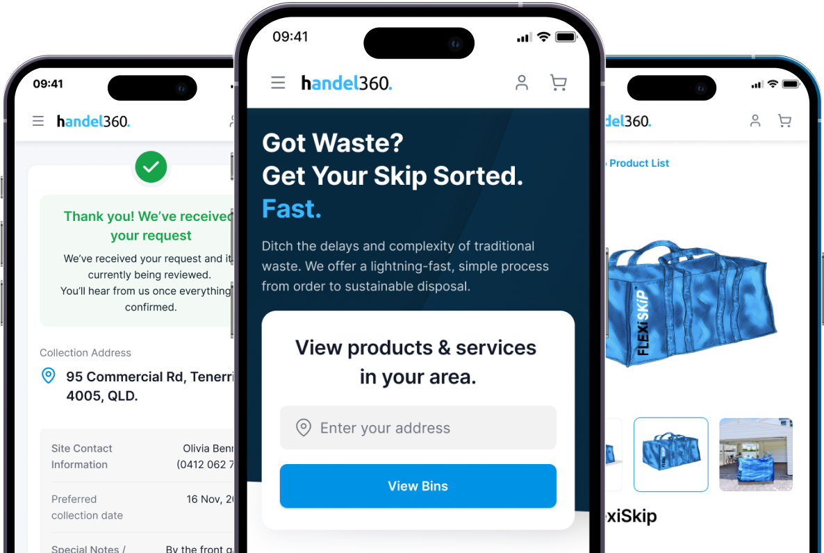 Handel app mockups